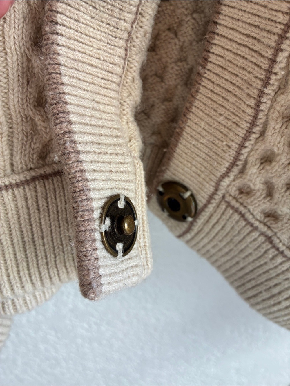 Free People We The Free Tennessee Cable Knit Cardigan Ivory Pockets XL - Picture 7 of 11